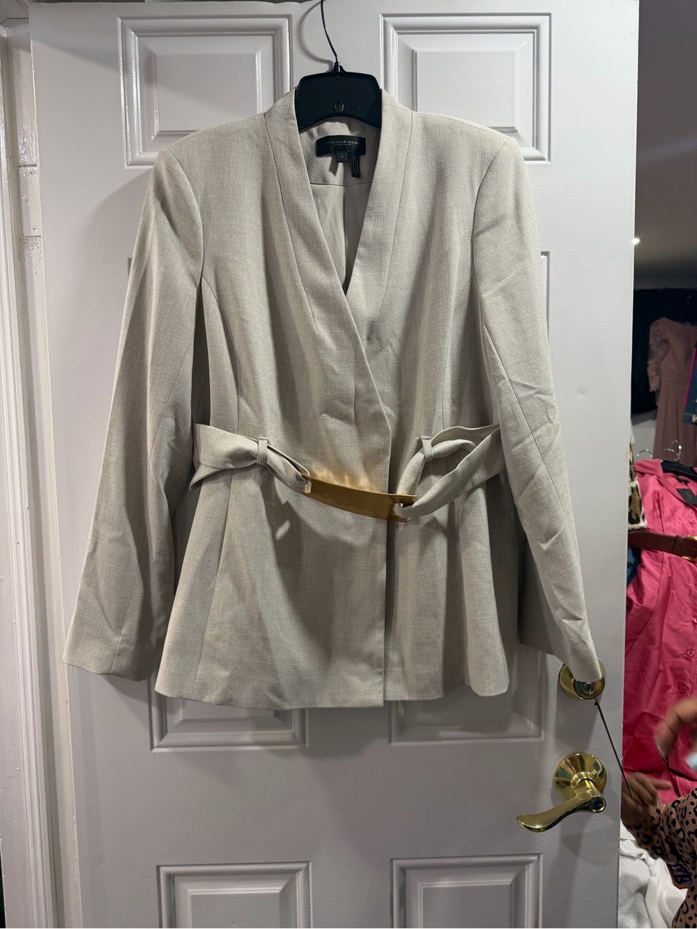 Donna Karan Cream Belted Blazer